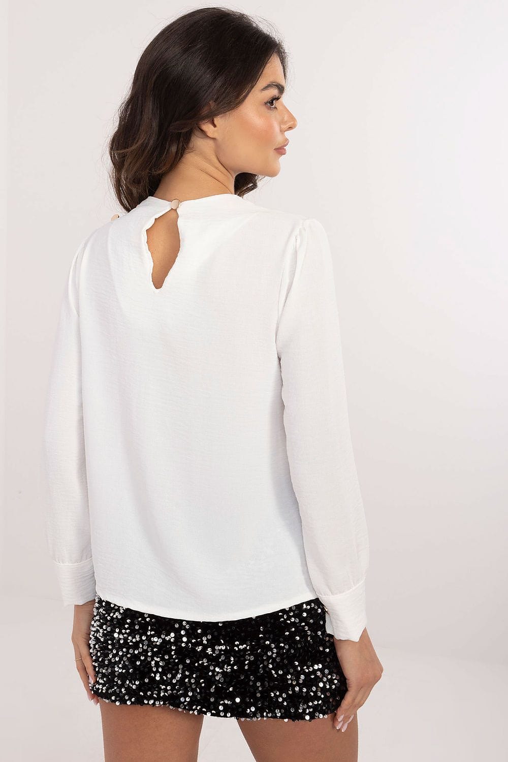 Elegant Puff Sleeve Blouse Round Neck - ShalayeFashion