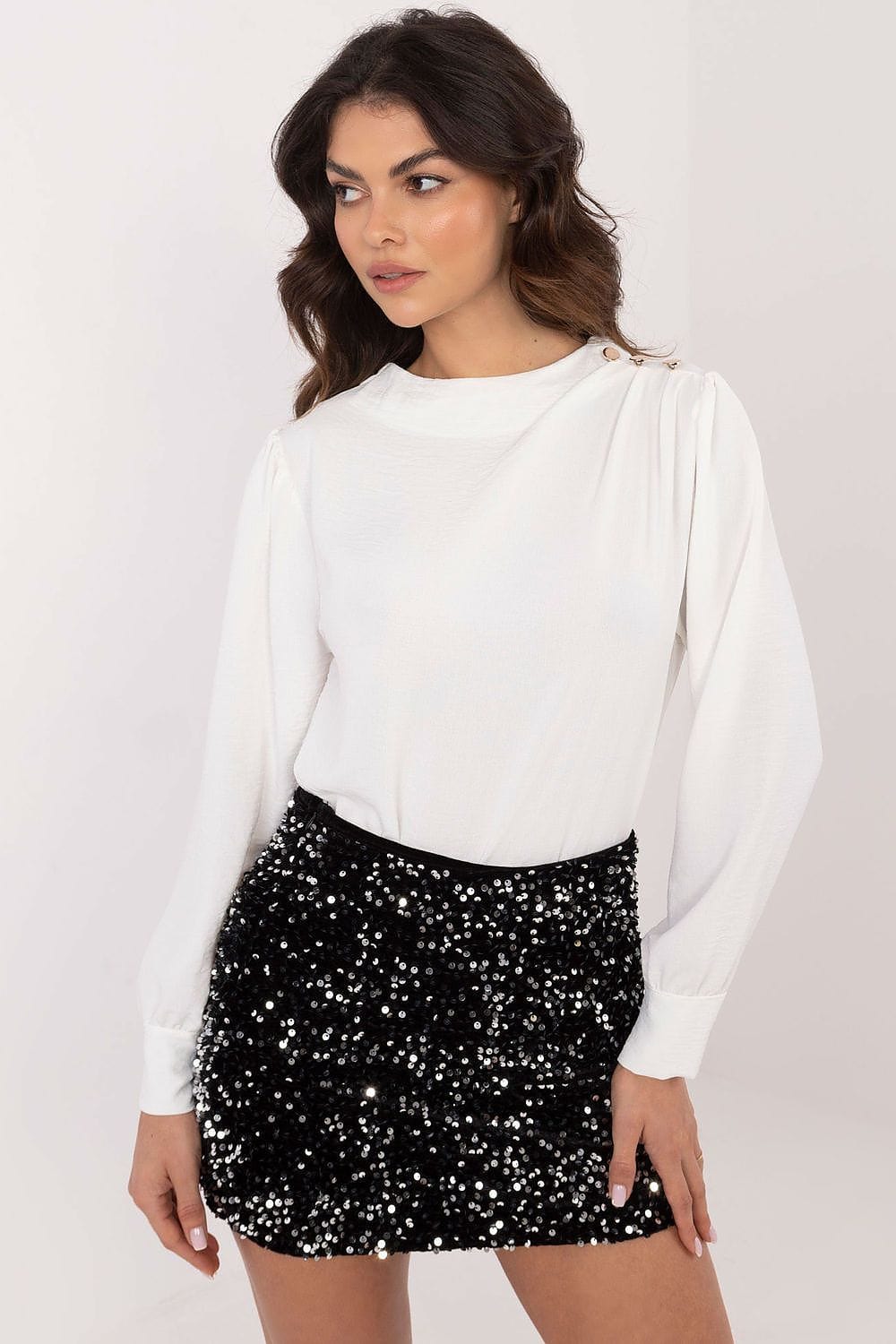 Elegant Puff Sleeve Blouse Round Neck - ShalayeFashion