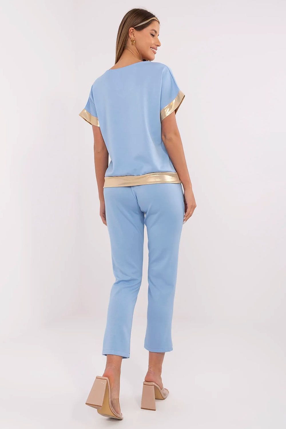 Elegant Set Golden Accents V - Neck High - ShalayeFashion