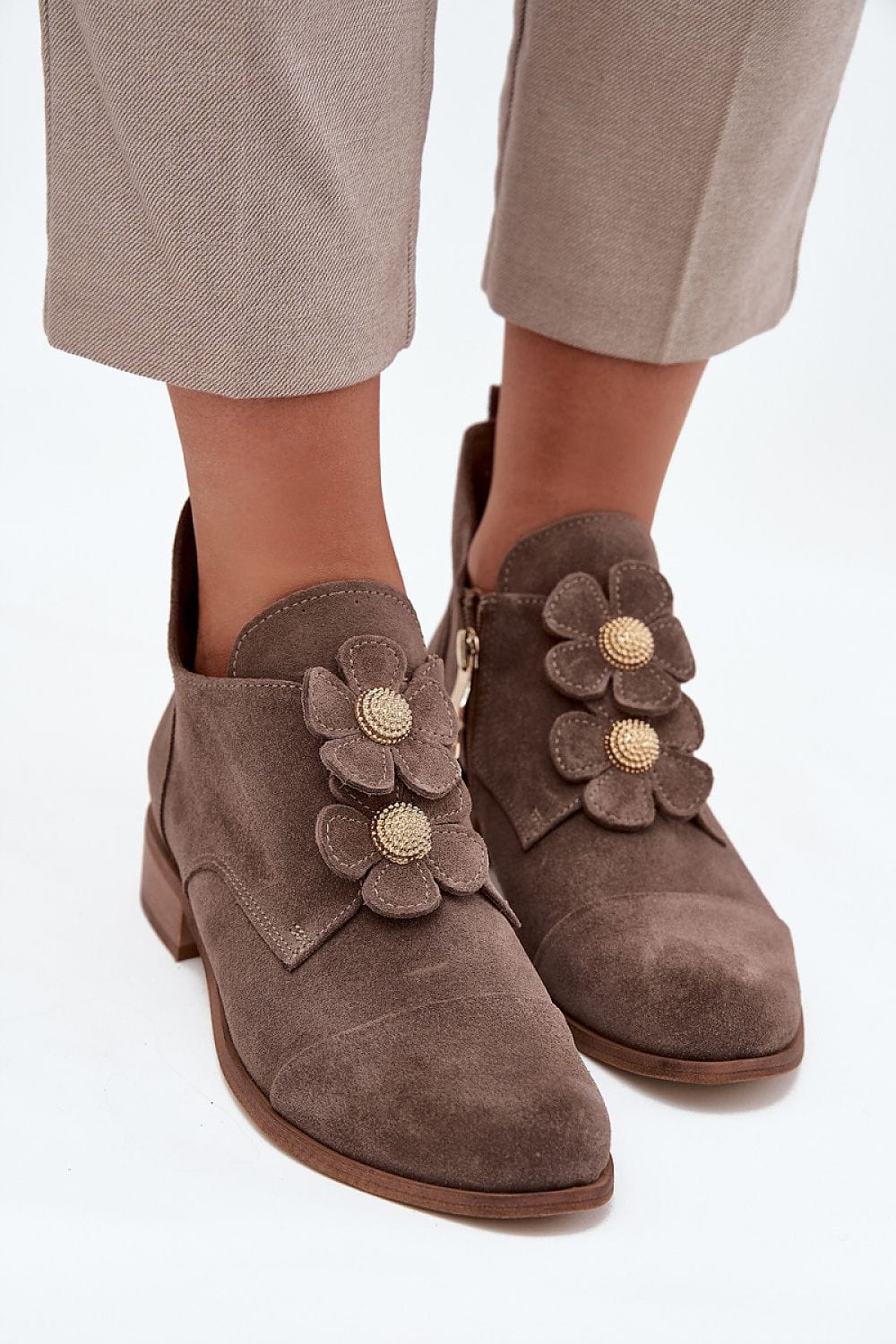 Elegant Suede Shoes Women Floral Detail - ShalayeFashion