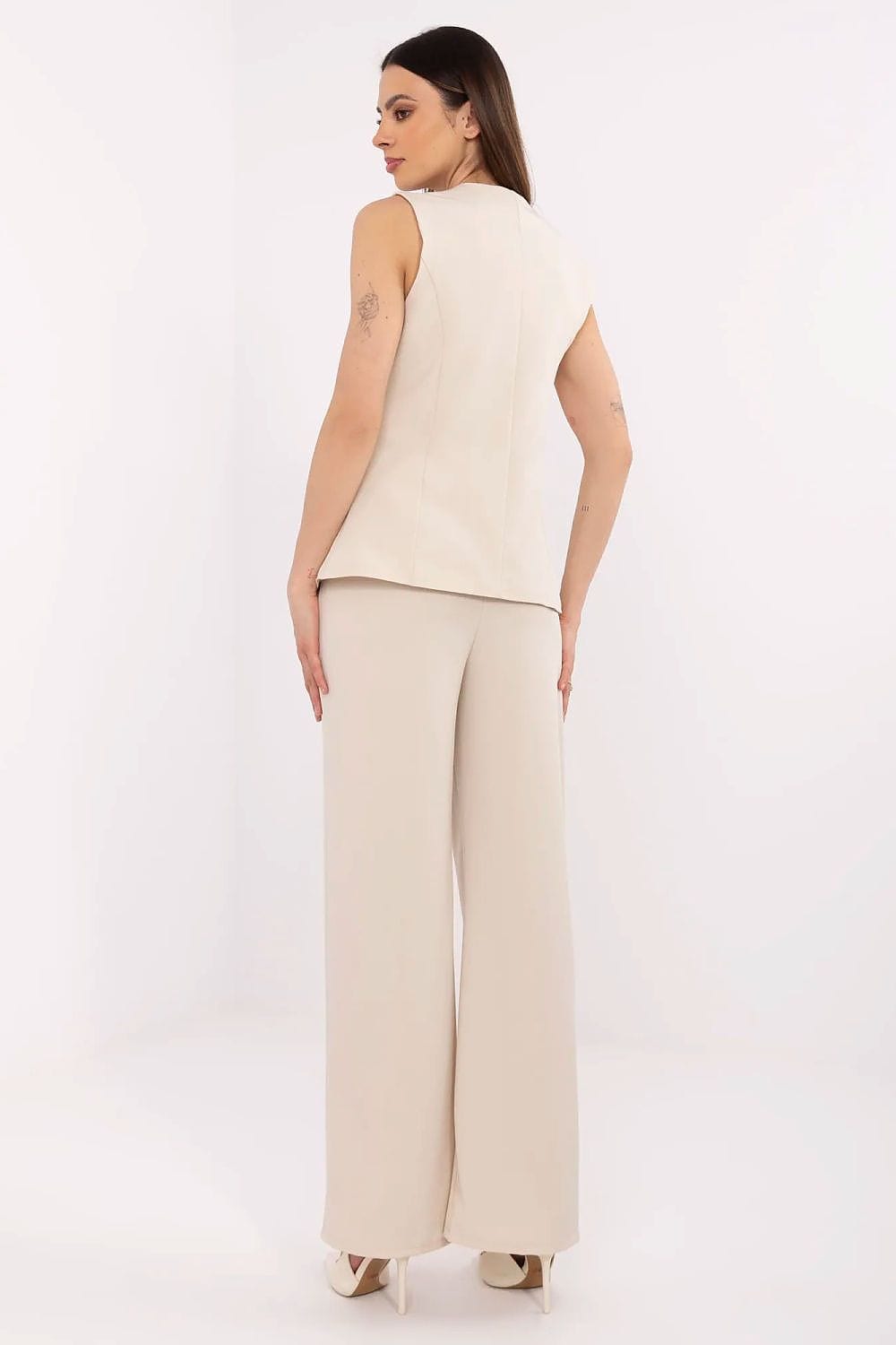 Elegant Vest Pants Set V - Neck High Waist - ShalayeFashion