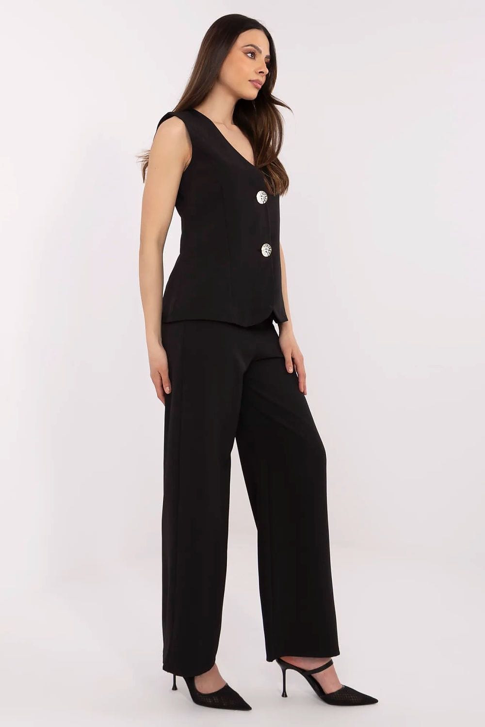 Elegant Vest Pants Set V - Neck High Waist - ShalayeFashion
