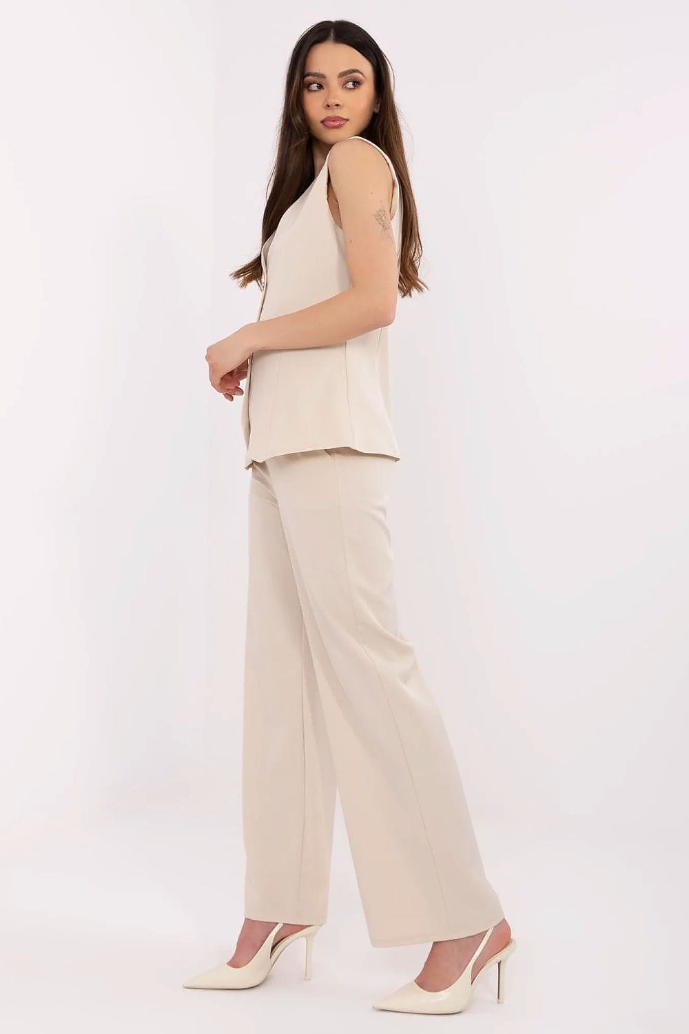 Elegant Vest Pants Set V - Neck High Waist - ShalayeFashion