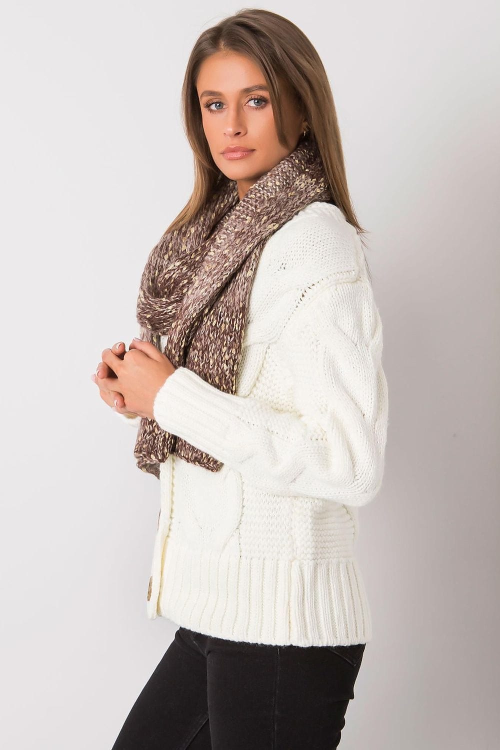 Elegant Women’s Brown Metallic Scarf - ShalayeFashion