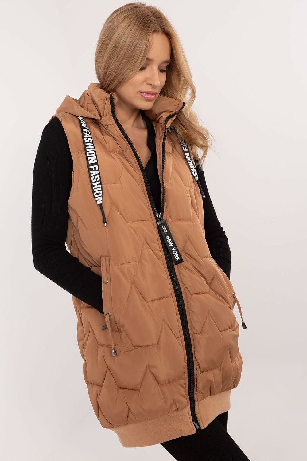 Elegant Women’s Quilted Hooded Vest - ShalayeFashion