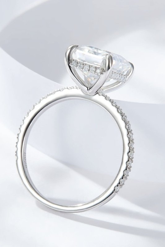 Emerald Cut 4 Carat Moissanite Side Stone Ring - ShalayeFashion