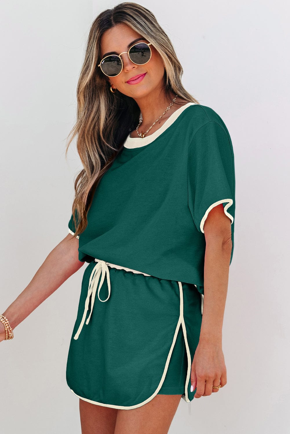 Evergreen Colorblock Tee & Skort Set - ShalayeFashion