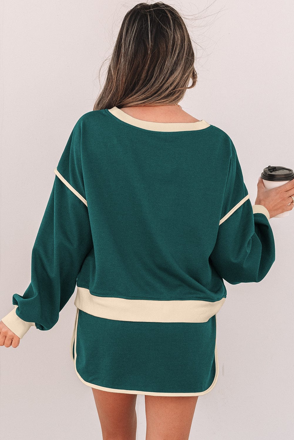 Evergreen Pullover & Lace - Up Skort Set - ShalayeFashion