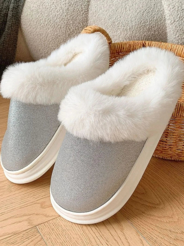 Faux Fur Lined Winter Slippers - ShalayeFashion