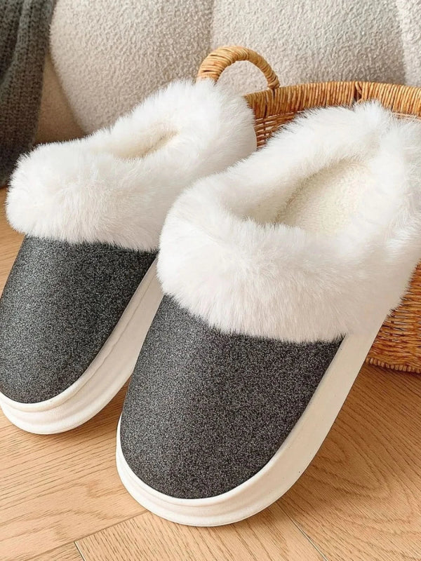Faux Fur Lined Winter Slippers - ShalayeFashion