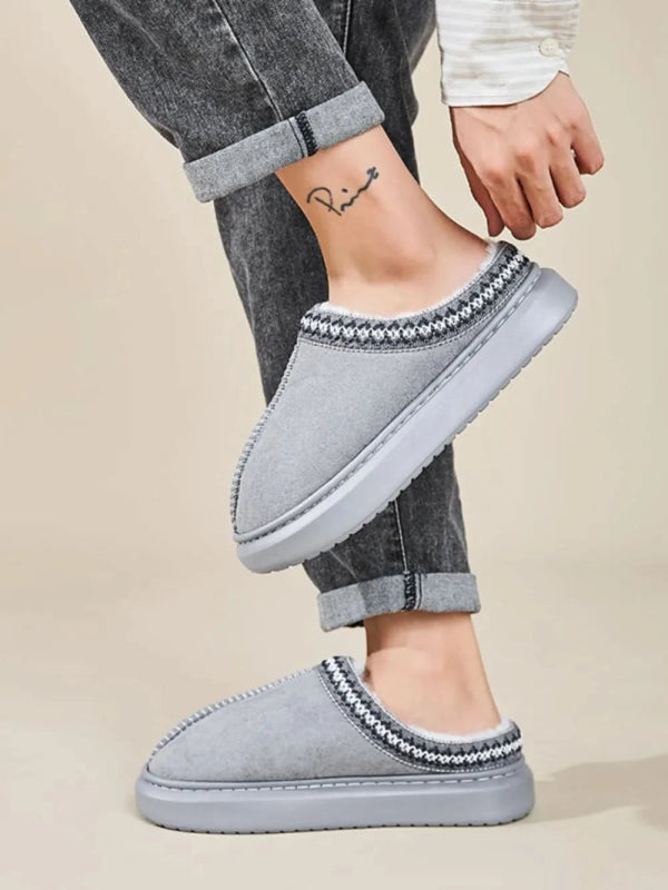 Faux Fur Suede Platform Slippers - ShalayeFashion