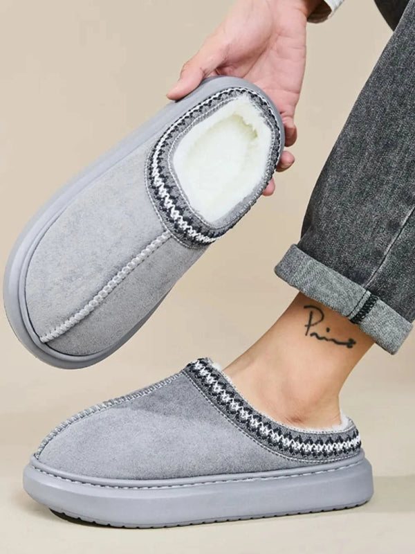 Faux Fur Suede Platform Slippers - ShalayeFashion