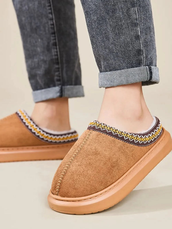 Faux Fur Suede Platform Slippers - ShalayeFashion