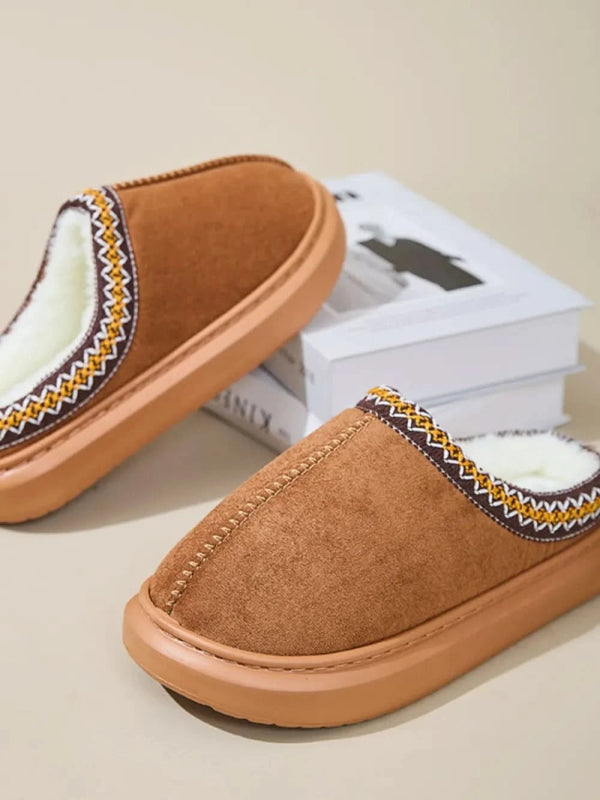 Faux Fur Suede Platform Slippers - ShalayeFashion
