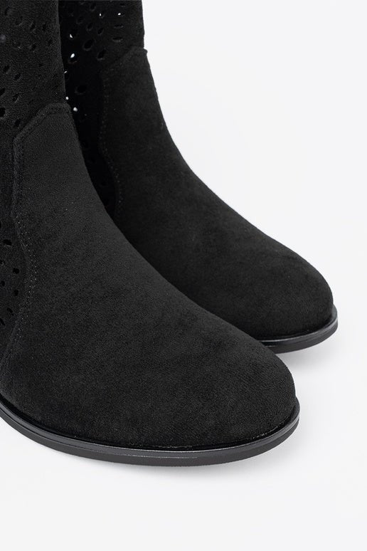 Faux Suede Lacy Pattern Boots Women Flat - ShalayeFashion