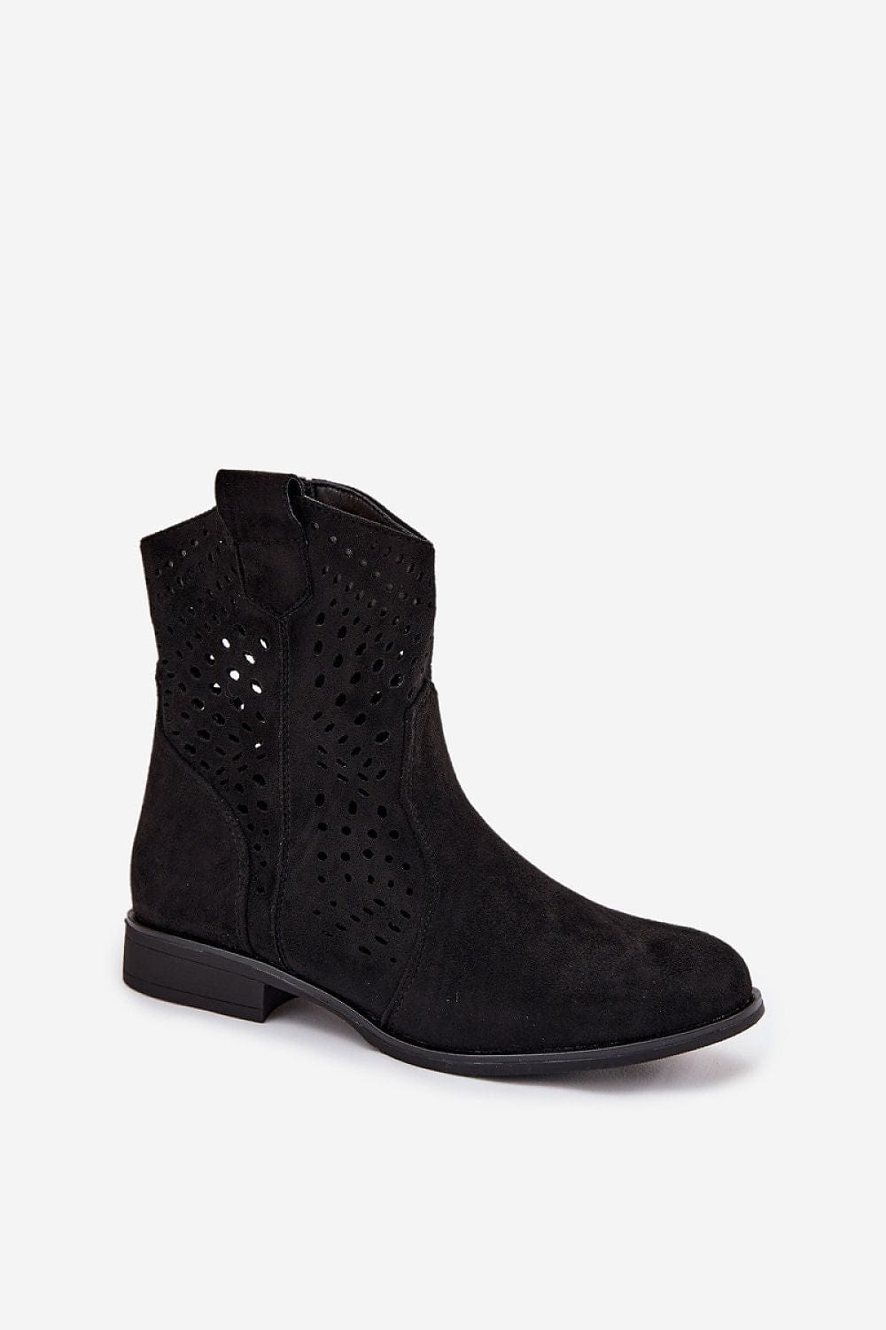 Faux Suede Lacy Pattern Boots Women Flat - ShalayeFashion