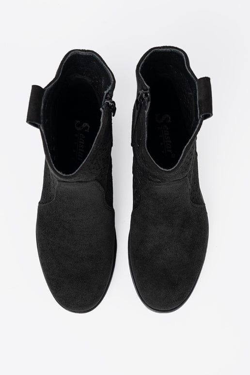 Faux Suede Lacy Pattern Boots Women Flat - ShalayeFashion