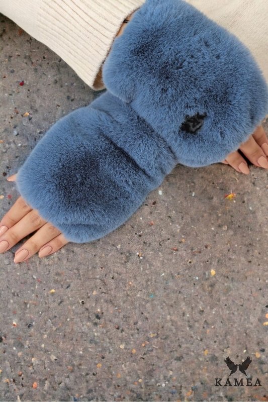 Fingerless Gloves Women Eco Fur Mittens - ShalayeFashion