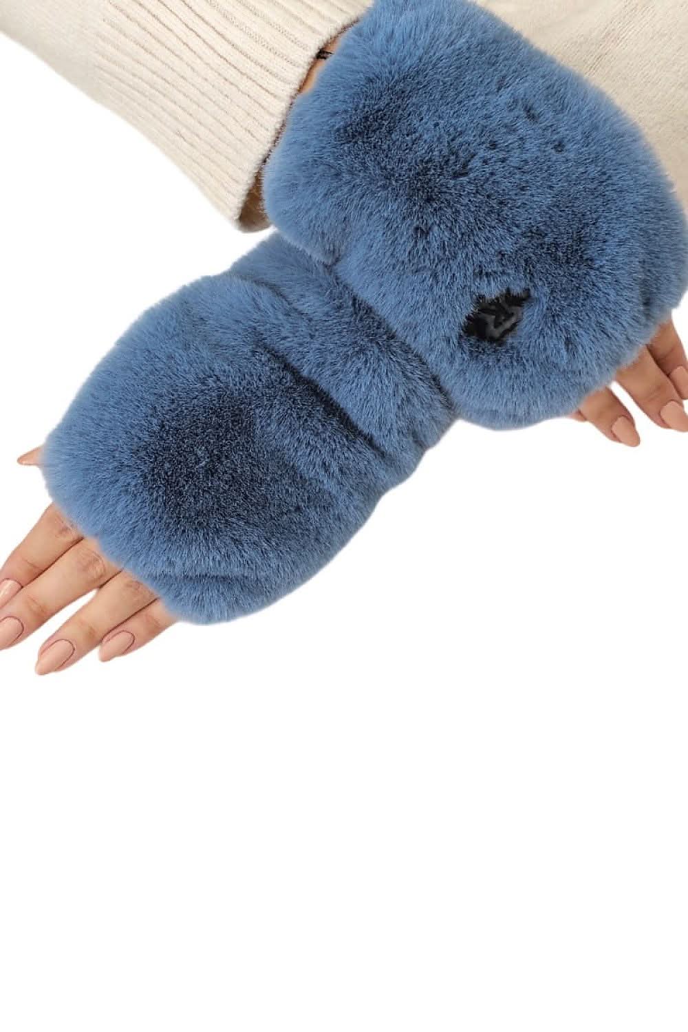 Fingerless Gloves Women Eco Fur Mittens - ShalayeFashion