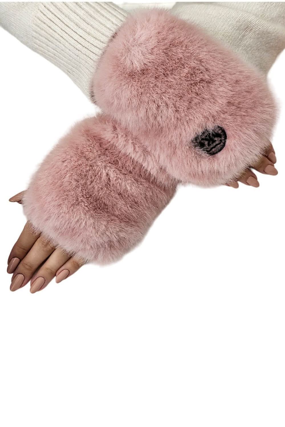 Fingerless Gloves Women Eco Fur Mittens - ShalayeFashion