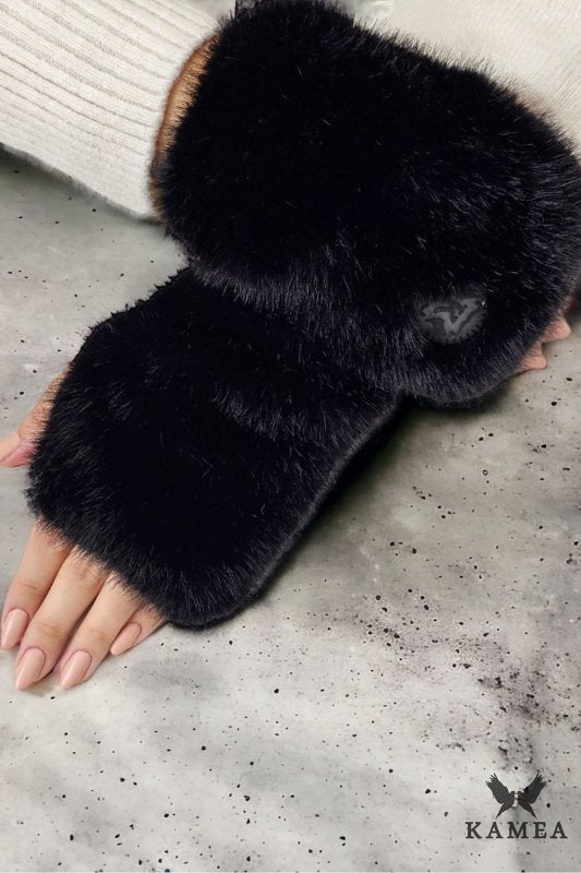 Fingerless Gloves Women Eco Fur Mittens - ShalayeFashion