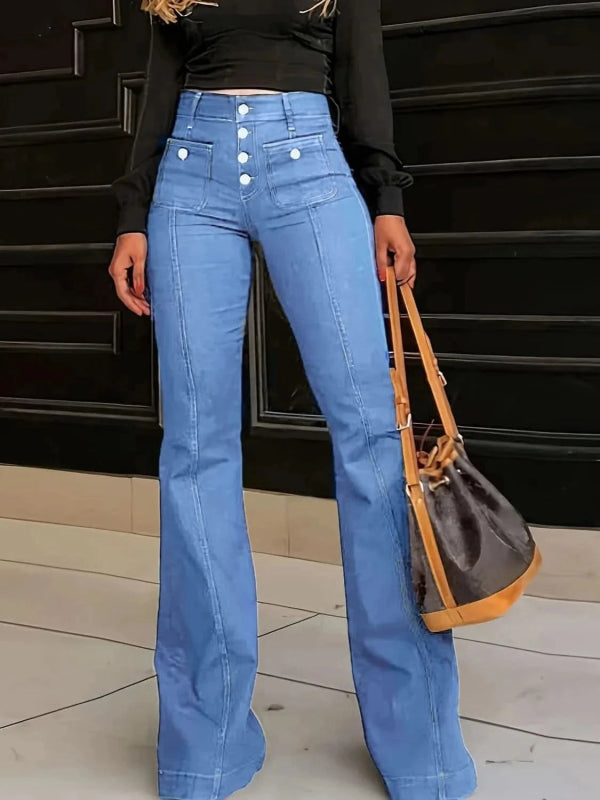 Flare Jeans with Pockets - ShalayeFashion