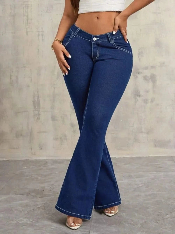 Flare Jeans with Pockets - ShalayeFashion
