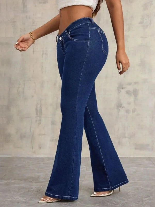 Flare Jeans with Pockets - ShalayeFashion