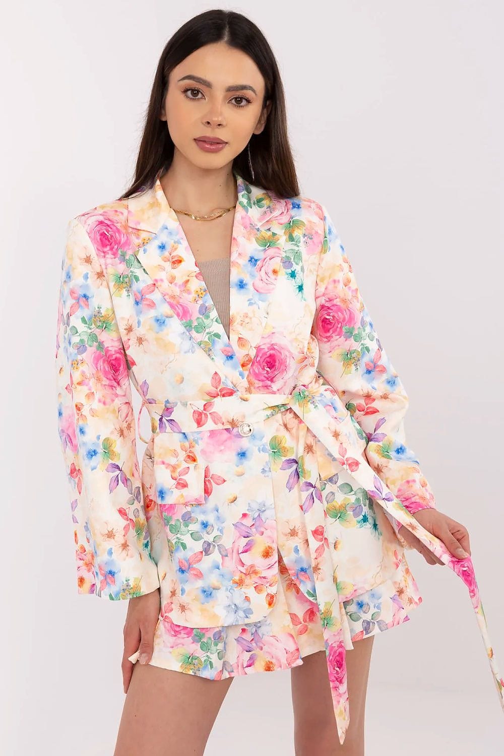 Floral Blazer Shorts Set High Waisted - ShalayeFashion