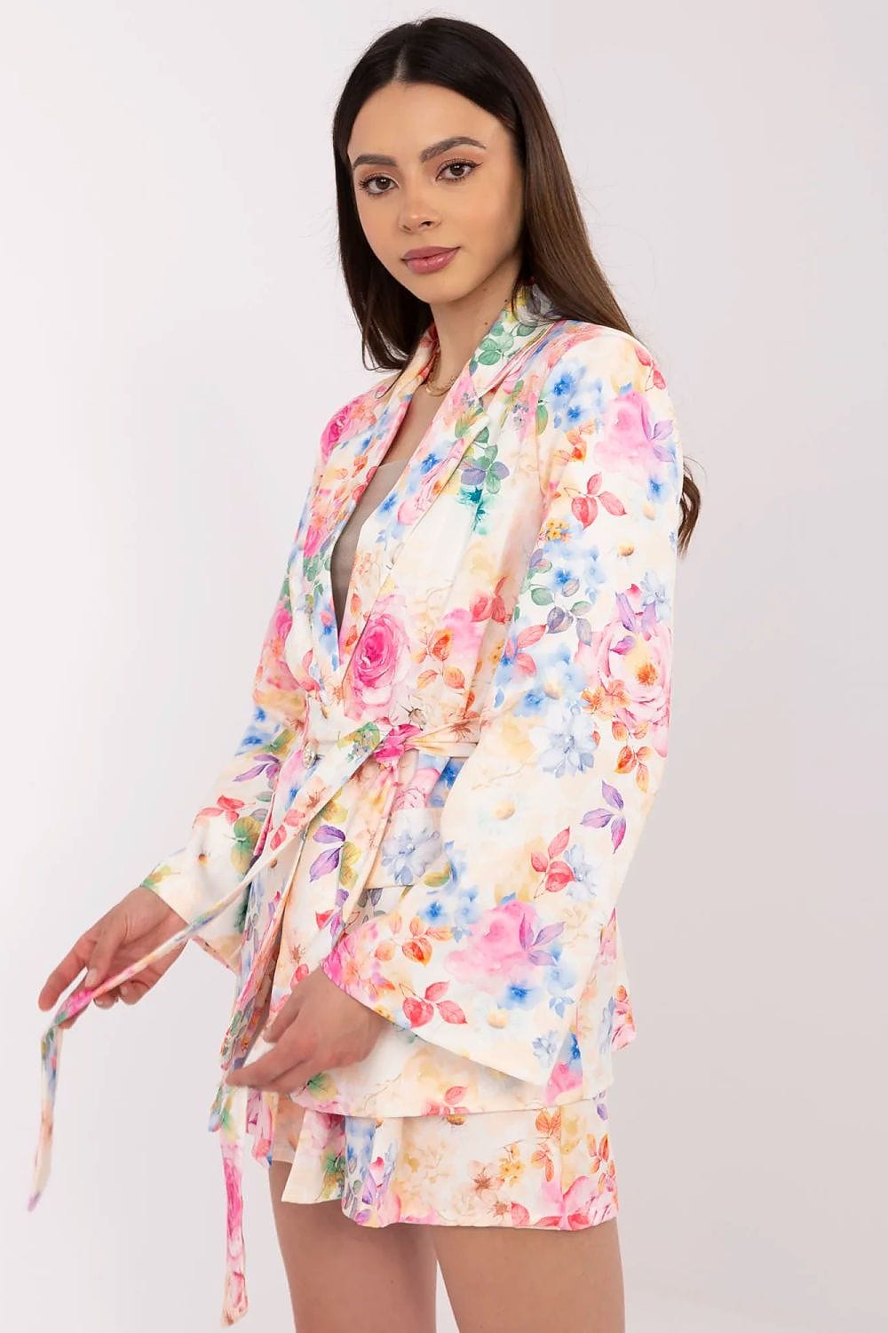 Floral Blazer Shorts Set High Waisted - ShalayeFashion
