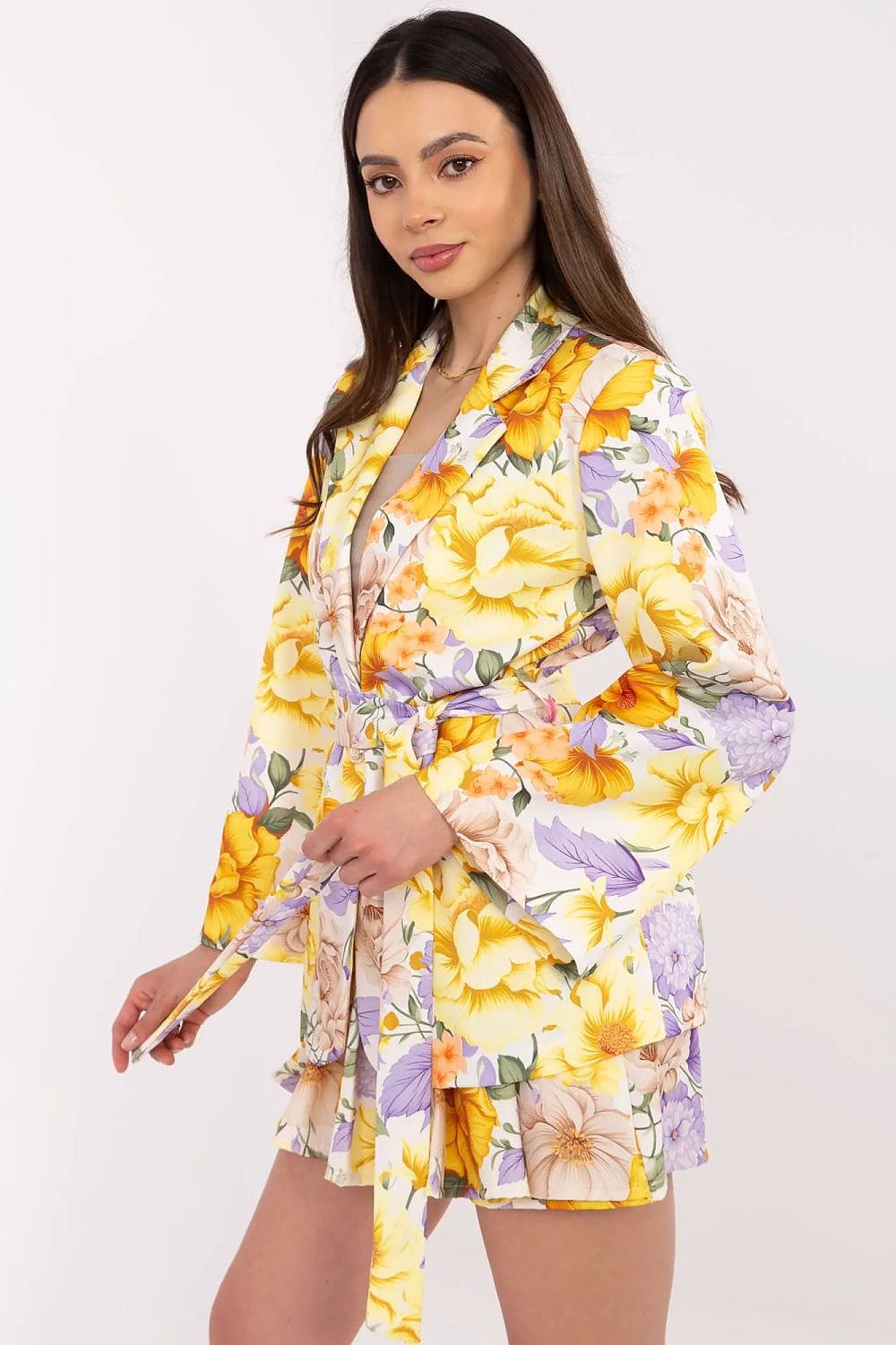 Floral Blazer Shorts Set High Waisted - ShalayeFashion