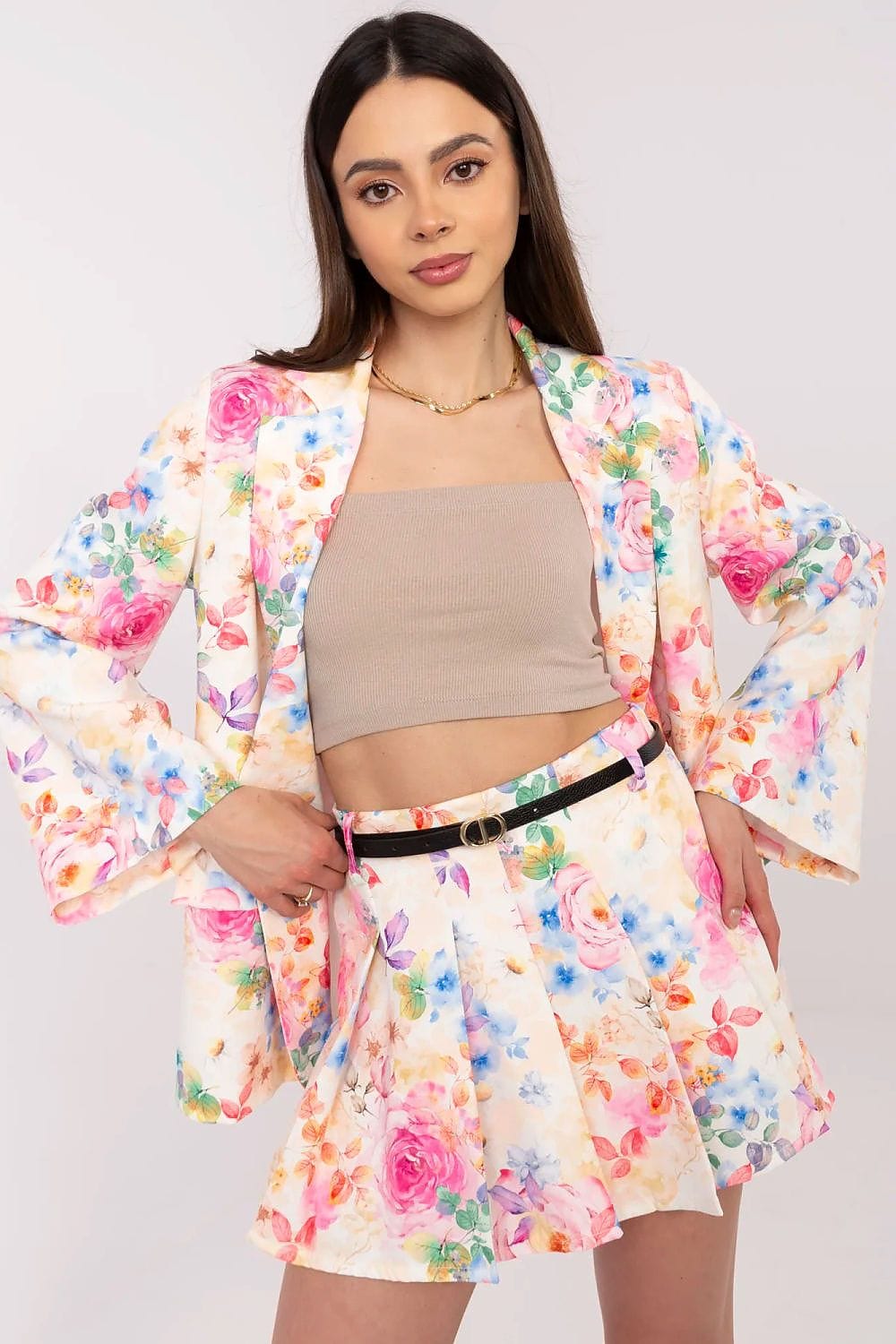 Floral Blazer Shorts Set High Waisted - ShalayeFashion