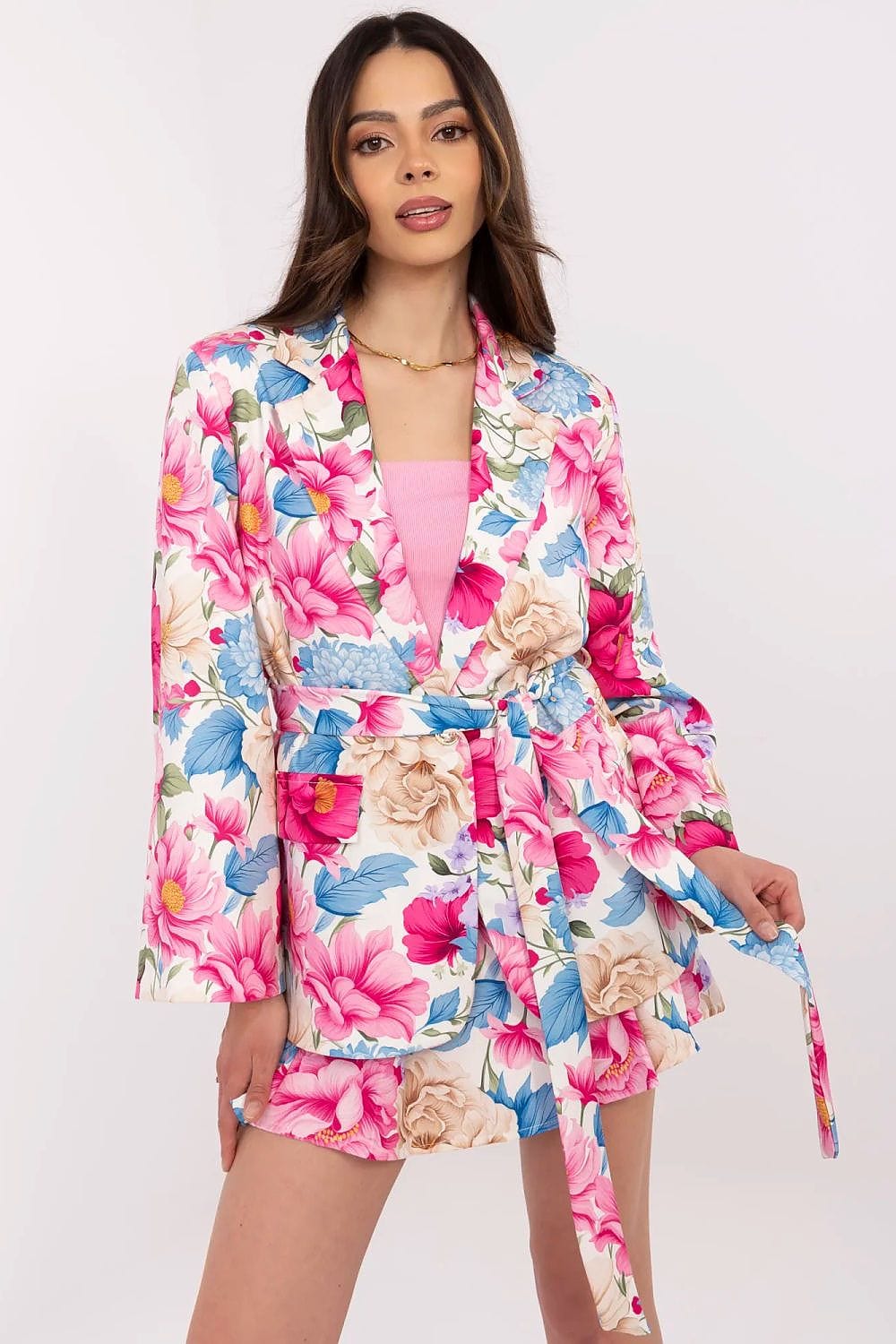 Floral Blazer Shorts Set High Waisted - ShalayeFashion