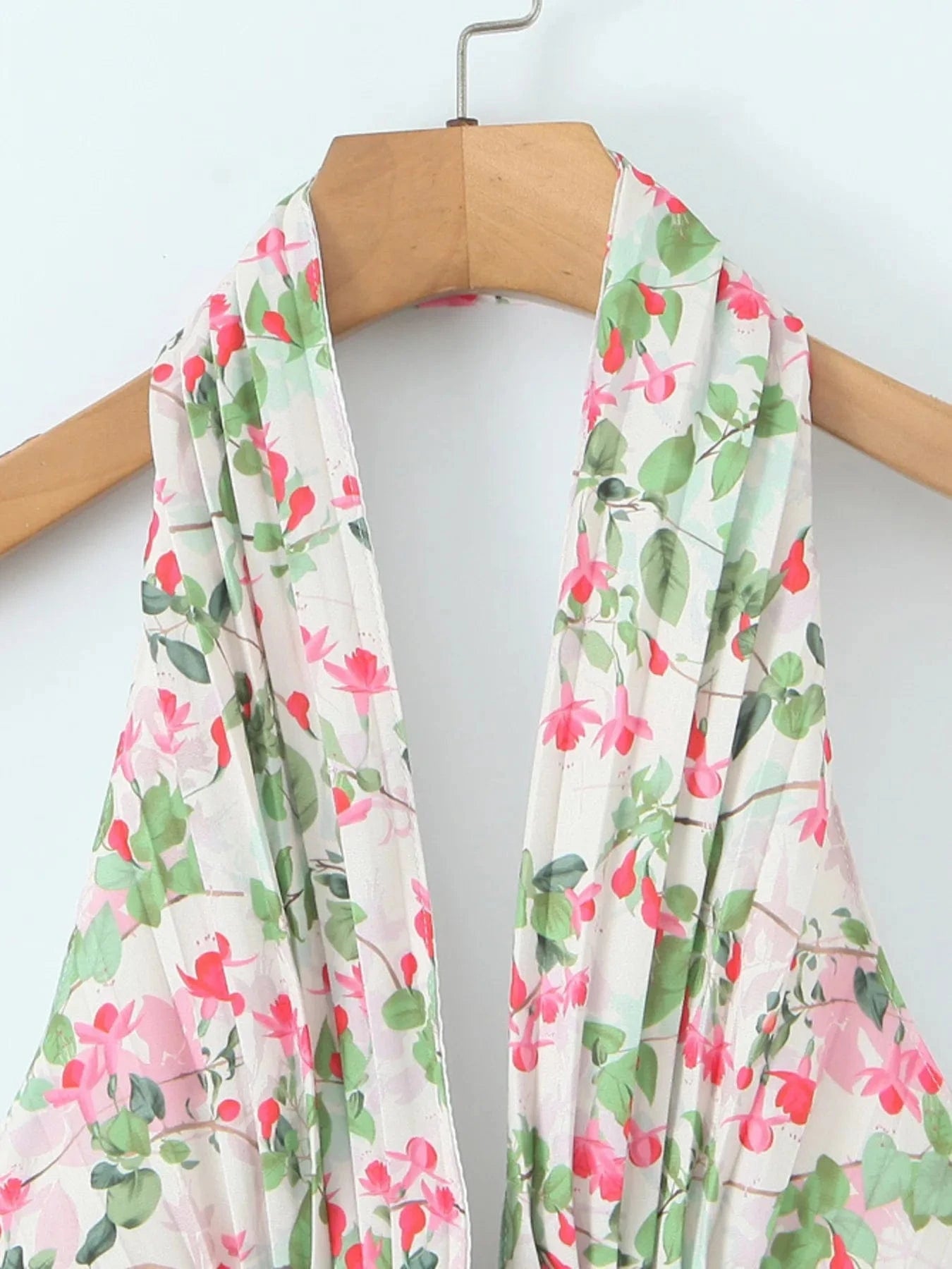 Floral Halter Neck Mini Dress - ShalayeFashion