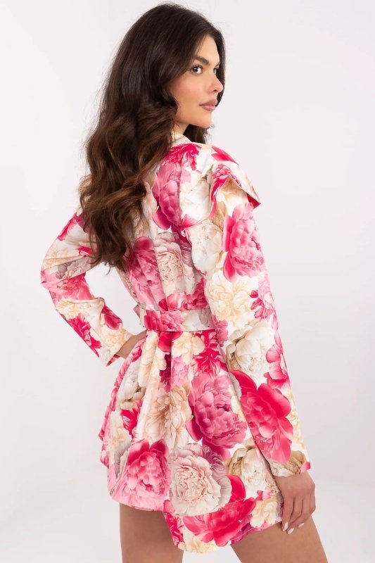 Floral Mini Jumpsuit Wrap Neckline Skirt - ShalayeFashion