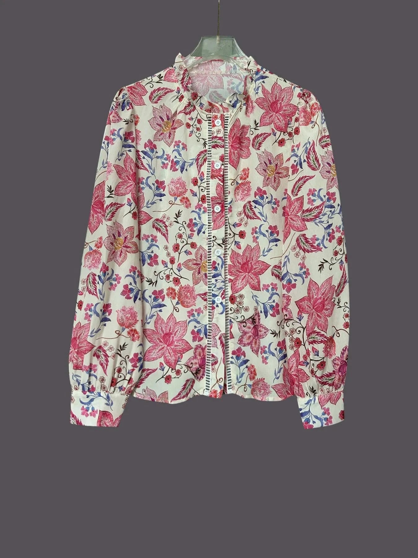 Floral Print Button Up Shirt - ShalayeFashion