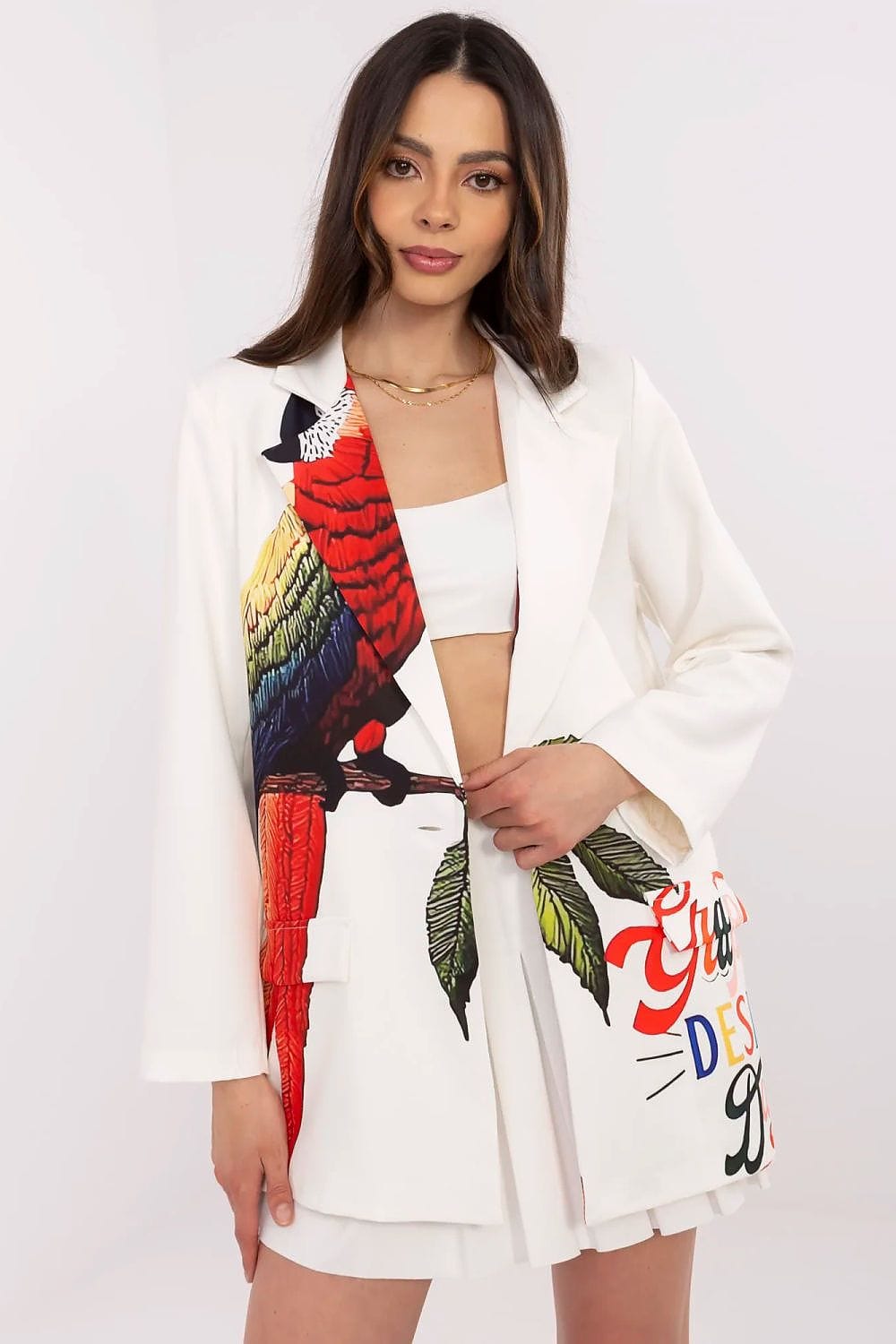 Floral Print Jacket Button Closure Lined - ShalayeFashion