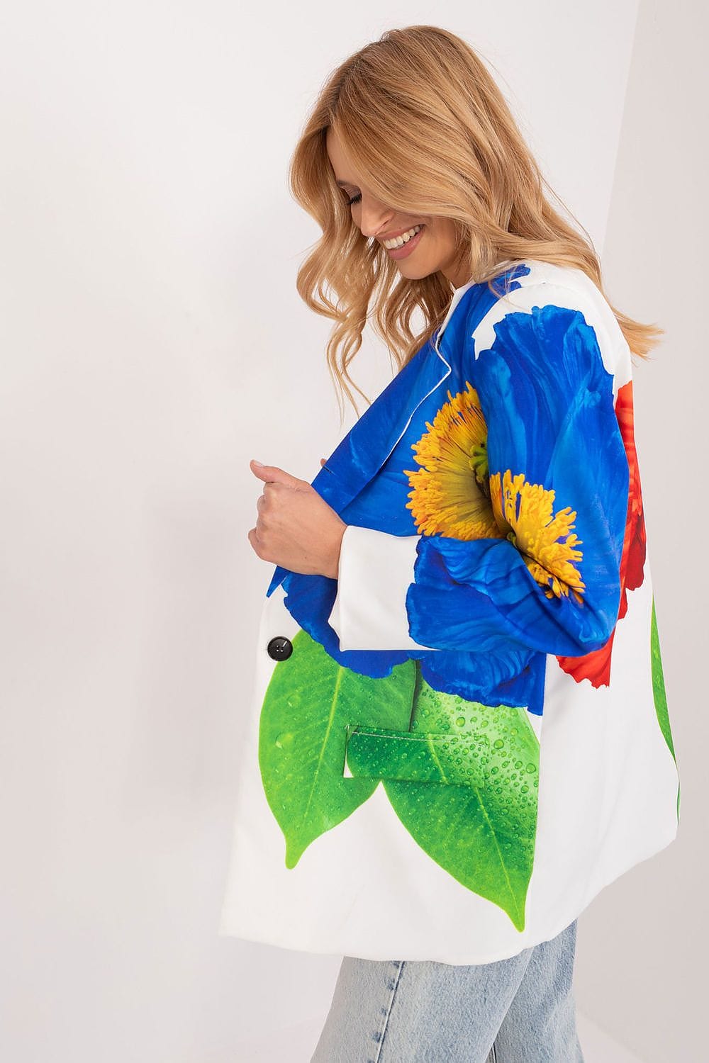 Floral Print Jacket Button Closure Lined - ShalayeFashion