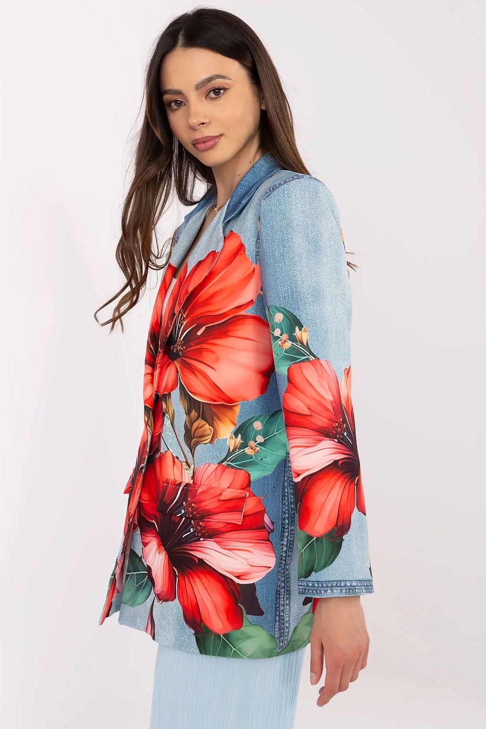 Floral Print Jacket Button Closure Lined - ShalayeFashion