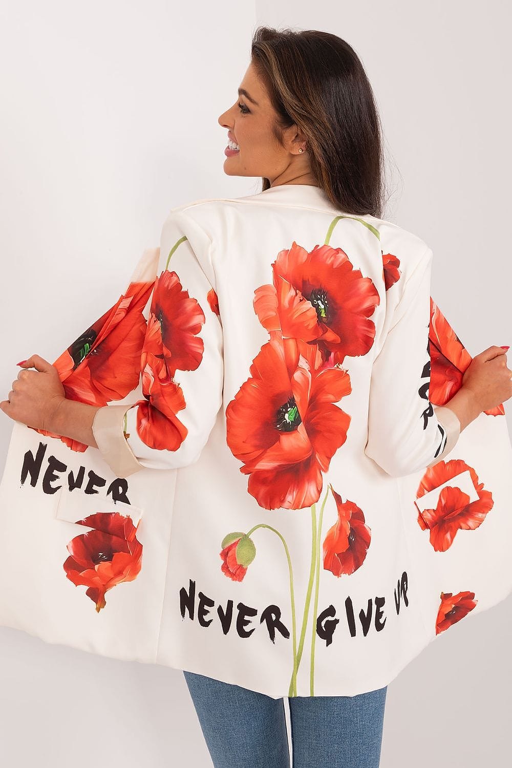 Floral Print Jacket Button Closure Lined - ShalayeFashion