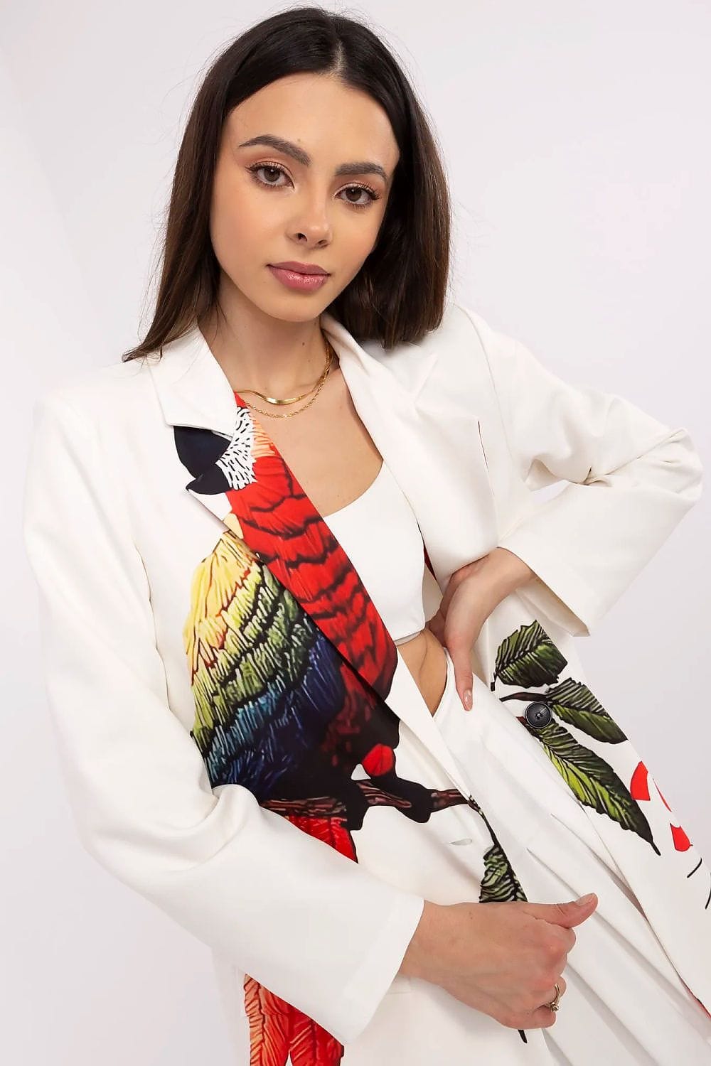 Floral Print Jacket Button Closure Lined - ShalayeFashion