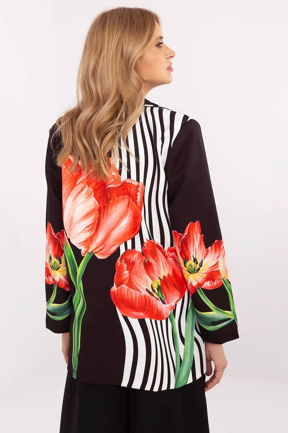 Floral Print Jacket Button Closure Lined - ShalayeFashion