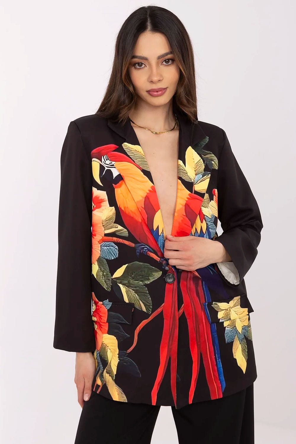 Floral Print Jacket Button Closure Lined - ShalayeFashion