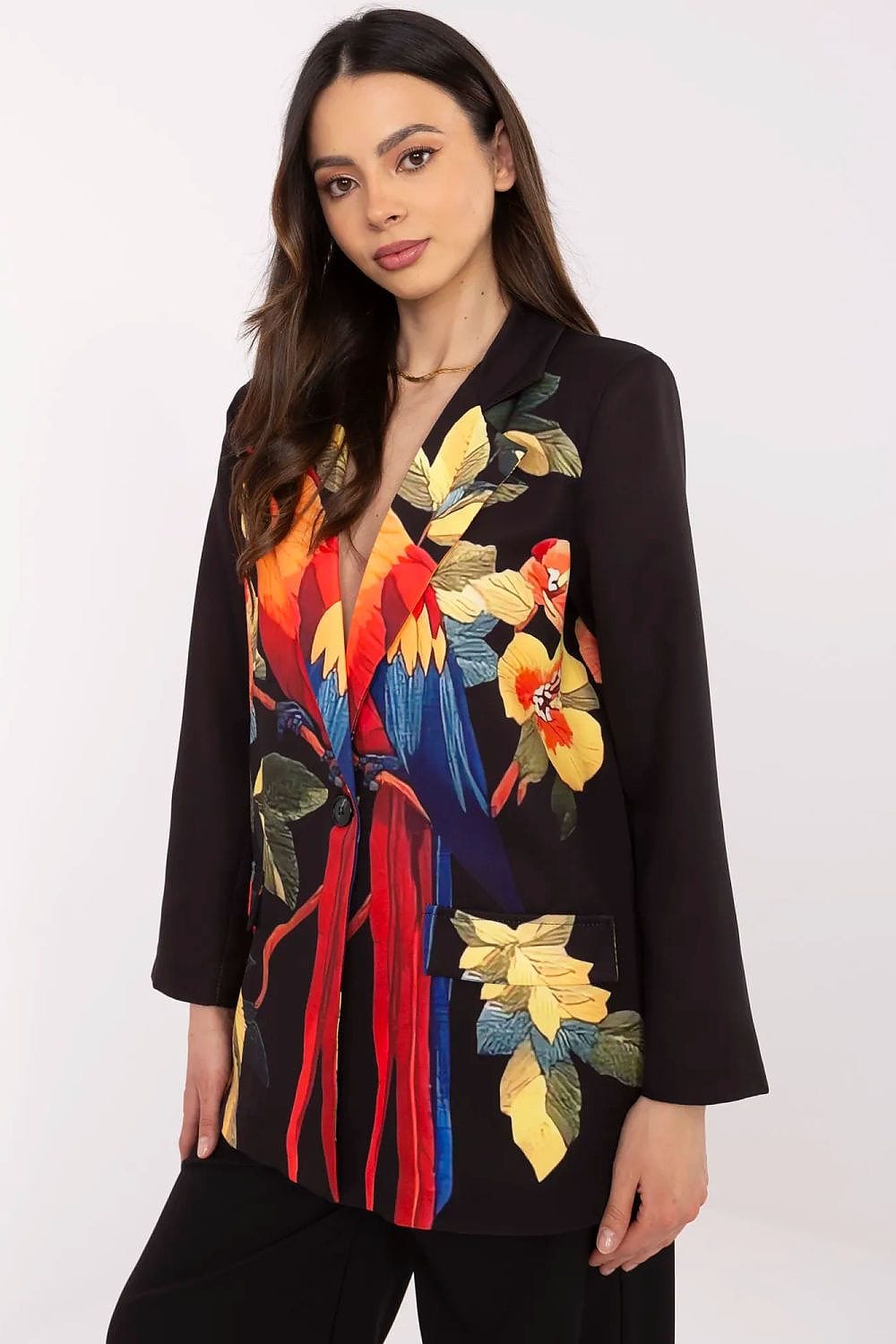Floral Print Jacket Button Closure Lined - ShalayeFashion