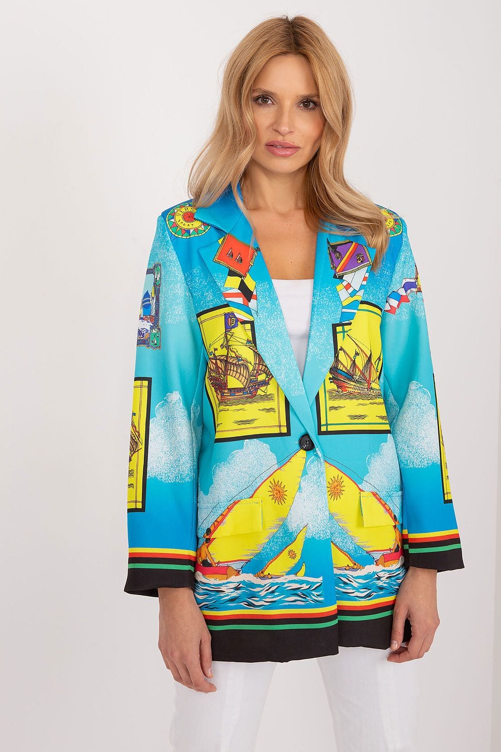 Floral Print Jacket Button Closure Lined - ShalayeFashion