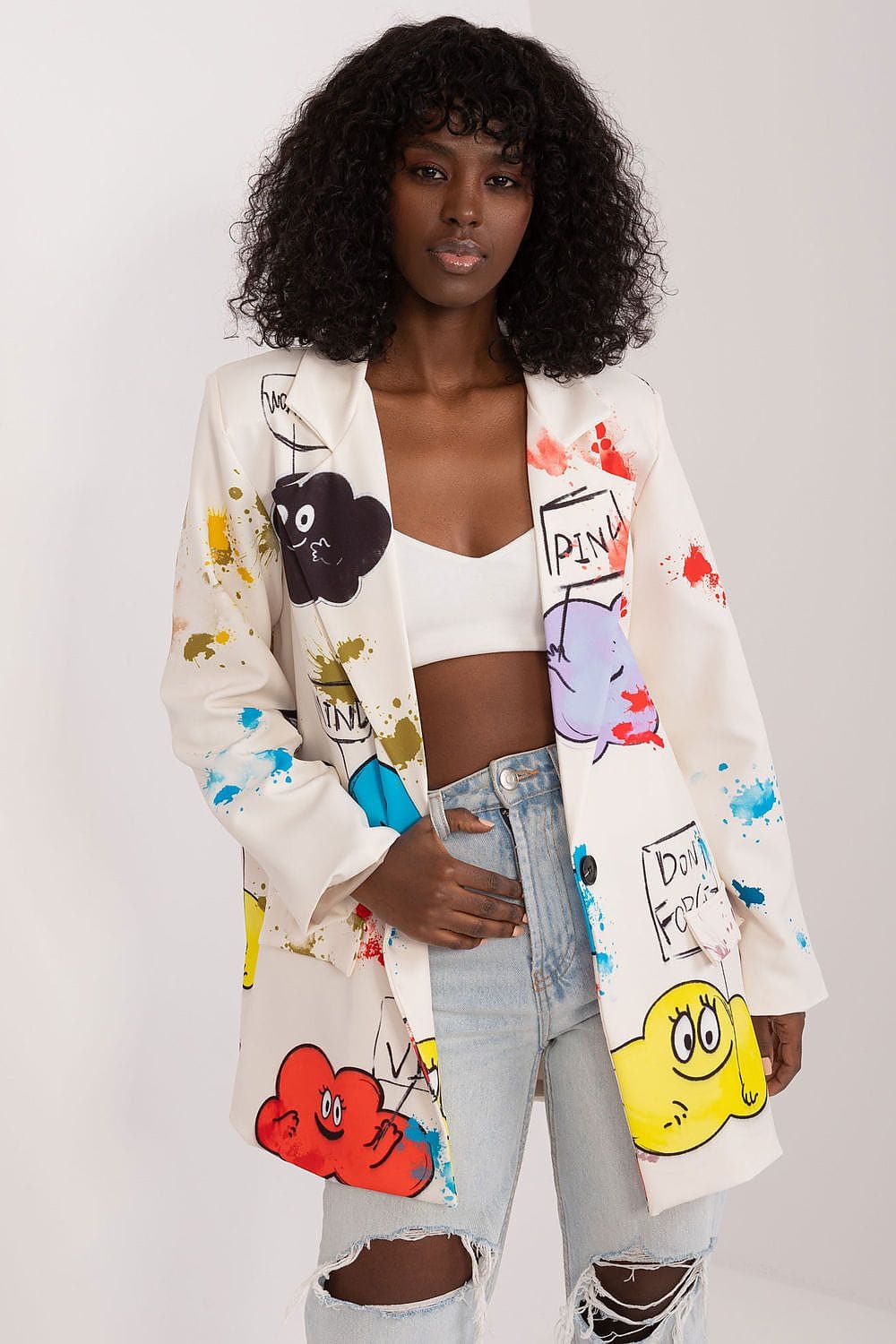 Floral Print Jacket Button Closure Lined - ShalayeFashion