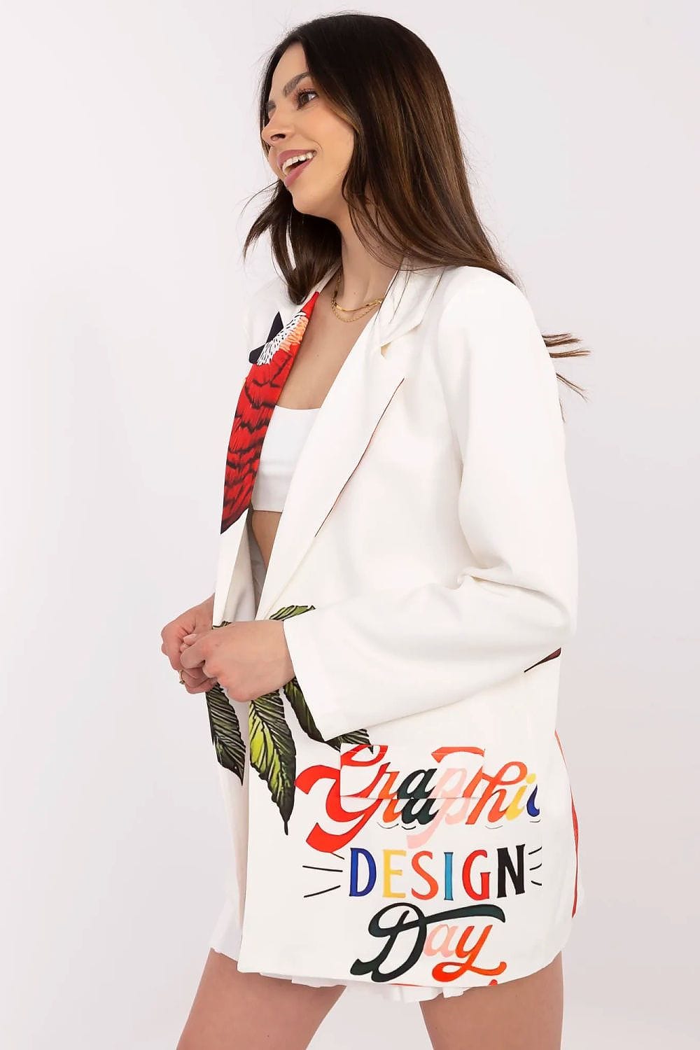 Floral Print Jacket Button Closure Lined - ShalayeFashion