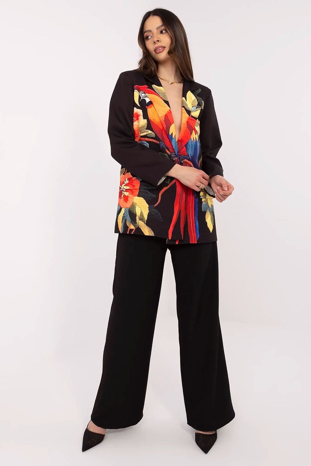 Floral Print Jacket Button Closure Lined - ShalayeFashion
