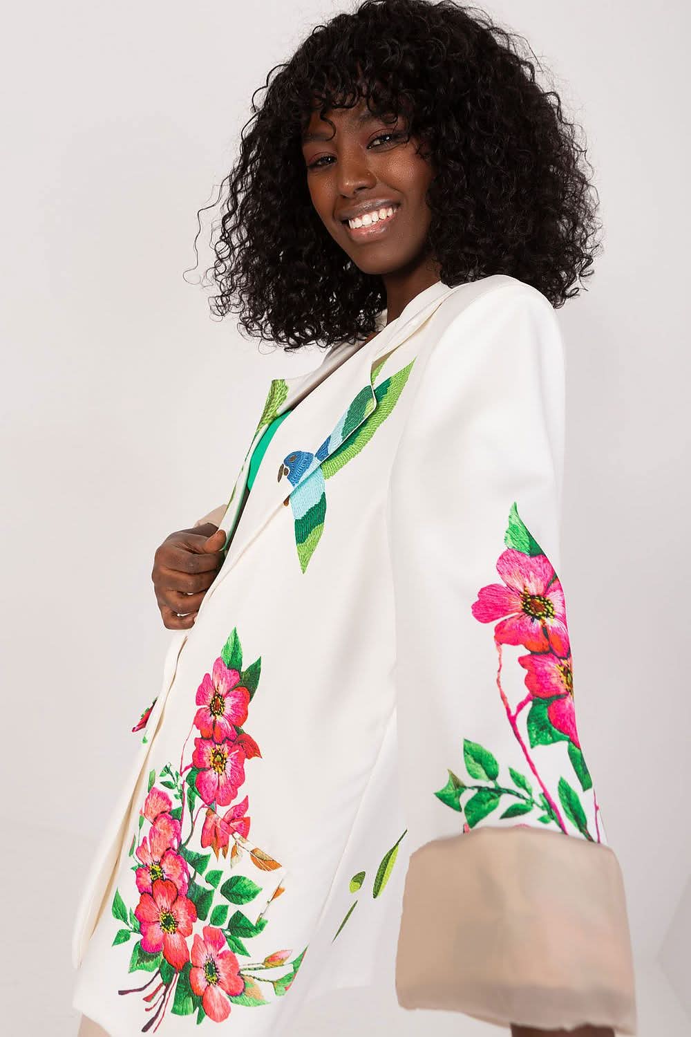 Floral Print Jacket Button Closure Lined - ShalayeFashion