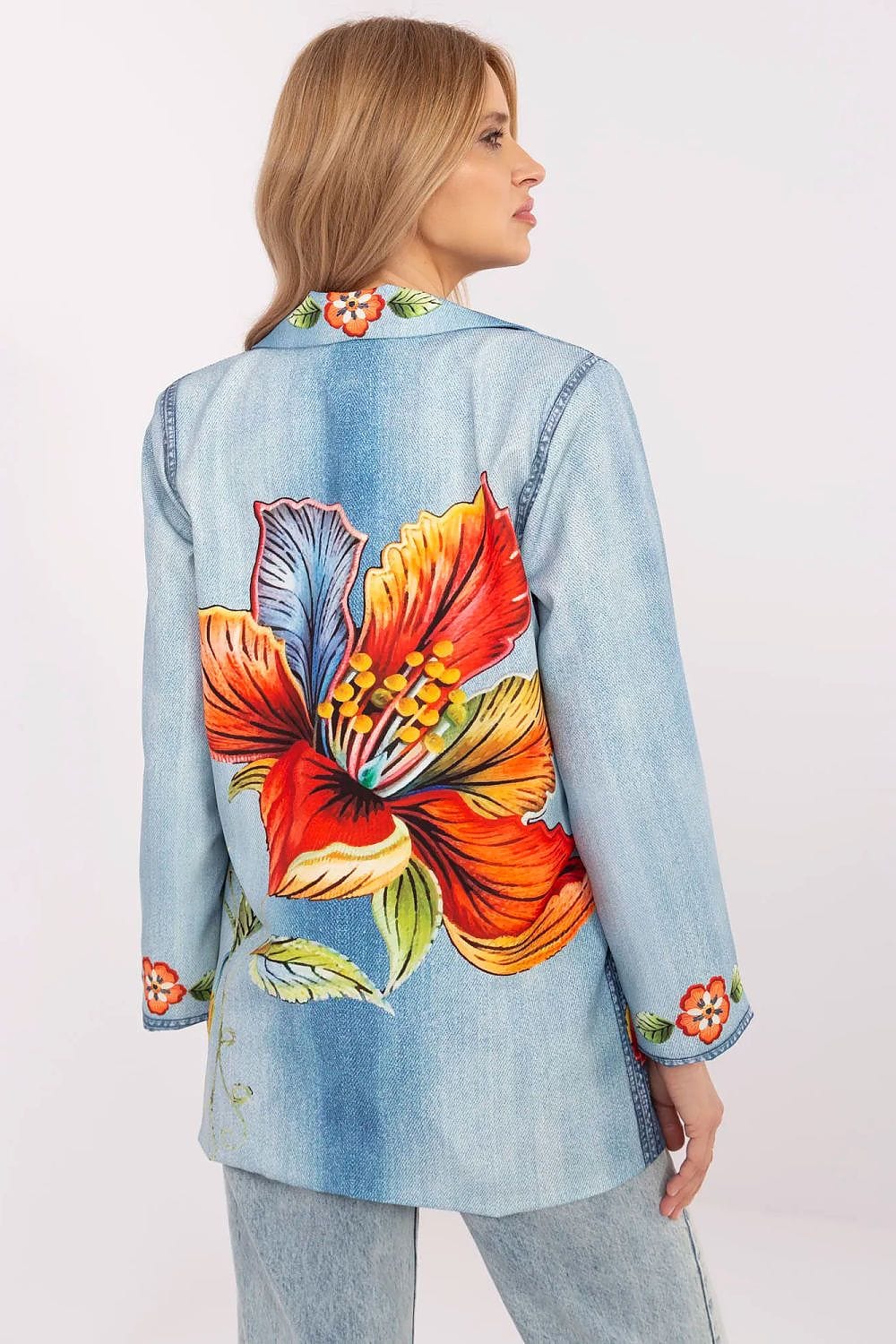 Floral Print Jacket Button Closure Lined - ShalayeFashion